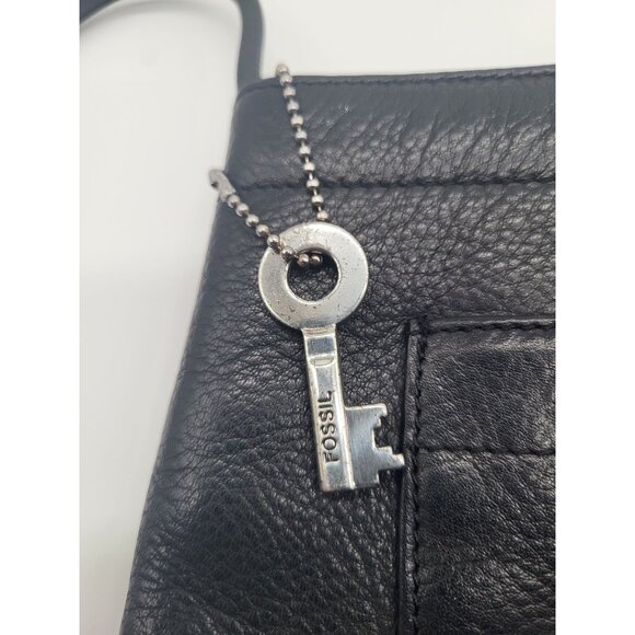 FOSSIL Black Leather Crossbody Purse Vintage Classic - Picture 3 of 12